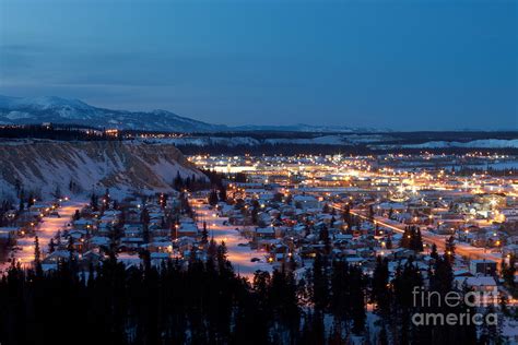 Downtown Whitehorse Yukon T Canada At Winter Night Photograph By