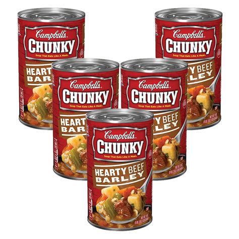 5 Pack Campbells Chunky Hearty Beef Barley Soup 19oz
