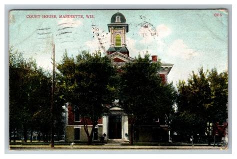 marinette wi marinette county courthouse wisconsin c1910 postcard z57 ebay