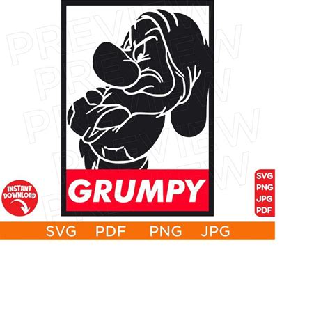 Grumpy Happy Face SVG Snow White Seven Dwarfs SVG Grumpy Dw Inspire
