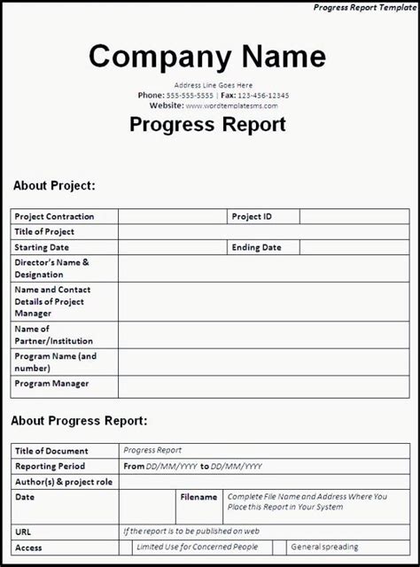 Company Progress Report Template Business Design Layout Templates