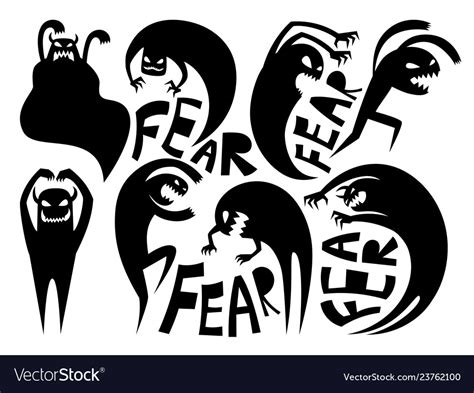 Fear Silhouettes Icons Royalty Free Vector Image