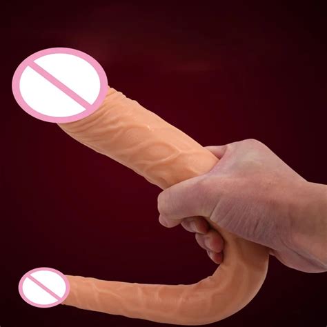 Double Headed Dildo Realistic Lesbian Sex Toys For Women Flexible Soft