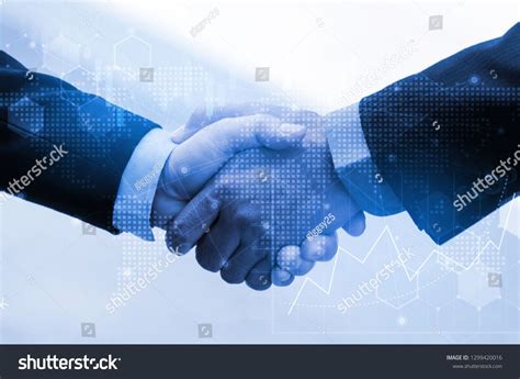 Business Man Handshake With Effect Global World Map Network Link