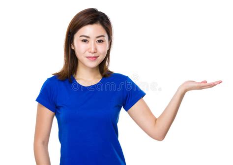 336 Asian Woman Open Hand Palm Showing Something Stock Photos Free
