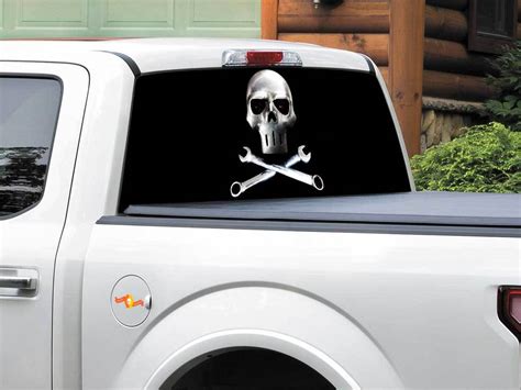 Metal Skull Steel Rear Window Decal Sticker Pick Up Truck Suv Car Any Size