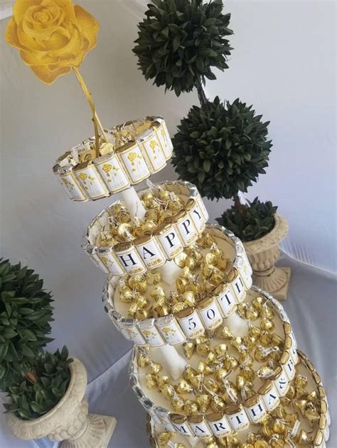 Anniversary Centerpiece Candy Cake 50th Golden Wedding Etsy