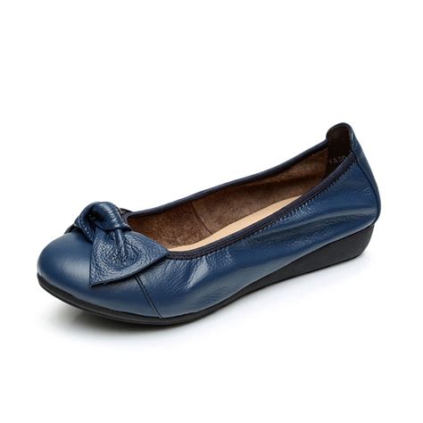 Genuime Leather Women Sheos Flats Soft Comfortable Slip On Ladies Shoes