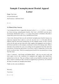You have the right to appeal the edd's decision to reduce or deny you benefits. Free Unemployment Appeal Letter Templates and Samples ...