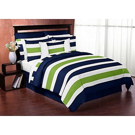 Find great deals on ebay for greens comforter sets. Sweet Jojo Designs Blue and Lime Green Stripe 3-Piece King ...