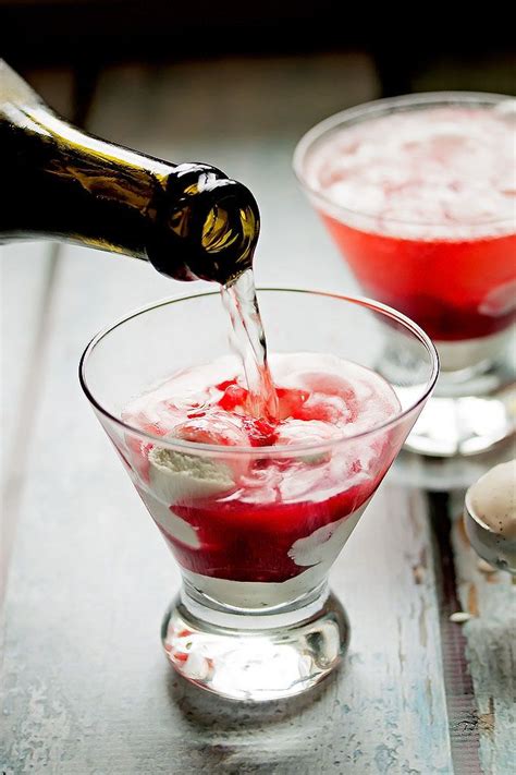 Raspberry Vodka Champagne Float With Vanilla Bean Coconut Ice Cream