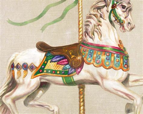Carousel Art Vintage Carousel Horse Decorator Art Print Etsy