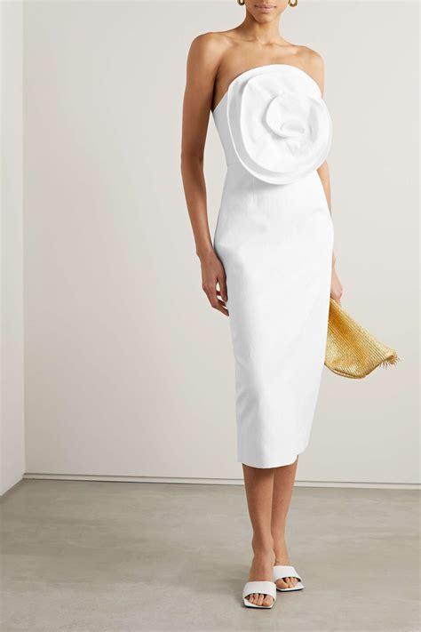 Mara Hoffman Net Sustain Maia Strapless Embellished Tencel Lyocell And Linen Blend Midi Dress