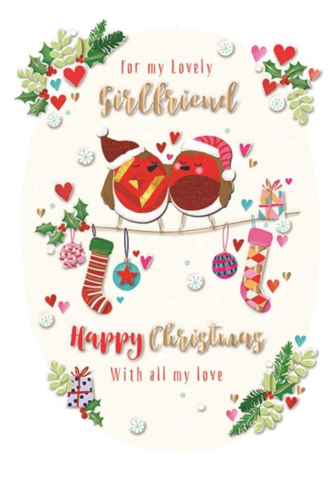 For My Lovely Girlfriend Embellished Christmas Greeting Card Cards