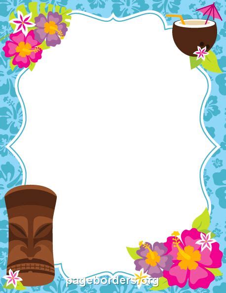 Printable luau border. Use the border in Microsoft Word or other