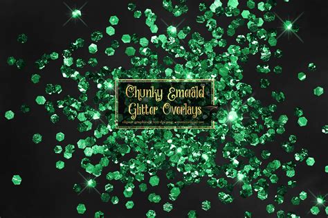 Chunky Emerald Glitter Overlays Photoshop Graphics Creative Market