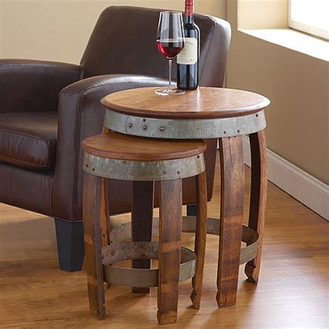 Wine barrel coffee table with cork and glass top, choice of finish amazon $ 625.00. Barrel Head Nesting Tables - Wine Enthusiast