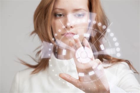 Future Technology Woman Working With Futuristic Interface Buzzinga