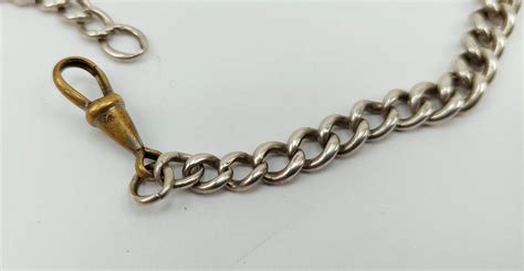 Sterling Silver Albert T Bar Watch Chain With 2 Fobs Sally Antiques