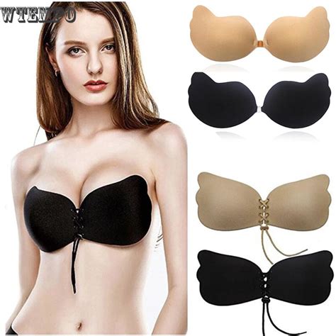 Women Sexy Bandage Self Adhesive Invisible Bra Strapless Push Up Bras Stick Gel Silicone Bras