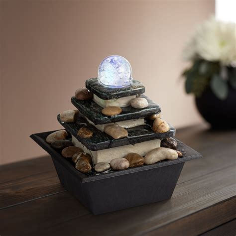 John Timberland Zen Tabletop Water Fountain With Led Light Rolling Ball