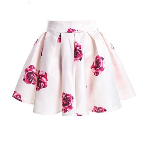 Vintage Blossom Floral Print Ball Gown Pleated Skater Skirt Women Short