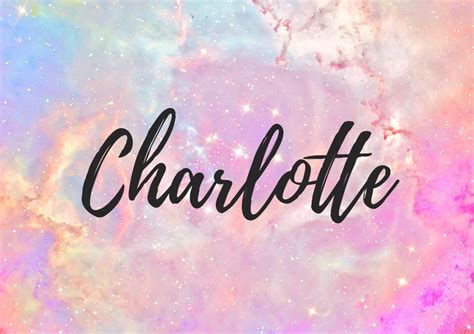 The Word Charlotte Written In Black Ink On A Colorful Background With