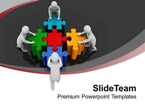 Team Pushing Colorful Puzzles Teamwork Powerpoint Templates Ppt Themes
