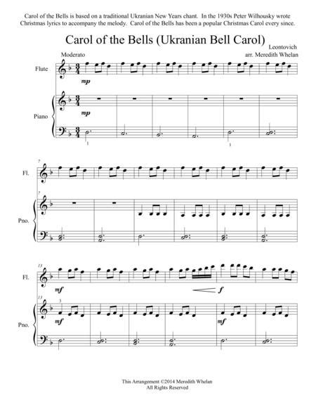 Digital downloads are downloadable sheet music files that can be viewed directly on your computer, tablet or mobile device. Christmas Duets For Flute & Piano: Carol Of The Bells (Ukranian Bell Carol) By Ukranian Carol ...