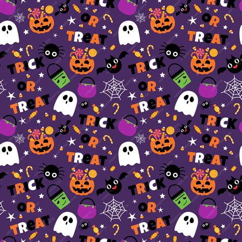 Premium Vector Happy Halloween Seamless Pattern Background Set