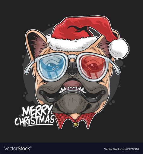 Download Pug puppy dog santa claus christmas cute face Vector Image ...