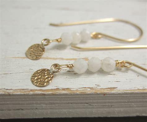 Earrings With Moonstones And K Gold Filled Pebble Discs Etsy Moon