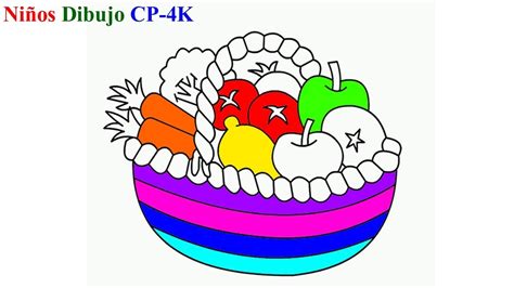 Aprender Colores Cesta De Frutas Y Verduras Cómo Dibujar Cesta De