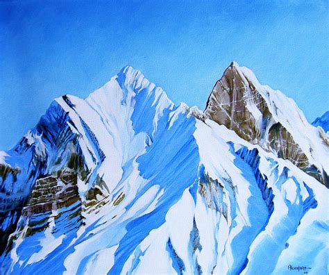 Snowy Mountain Painting By Juan Alcantara