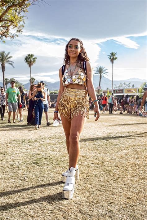 Shiny Gold Mosaic Bra With Gold Fringe Mini Skirt Festival Outfits