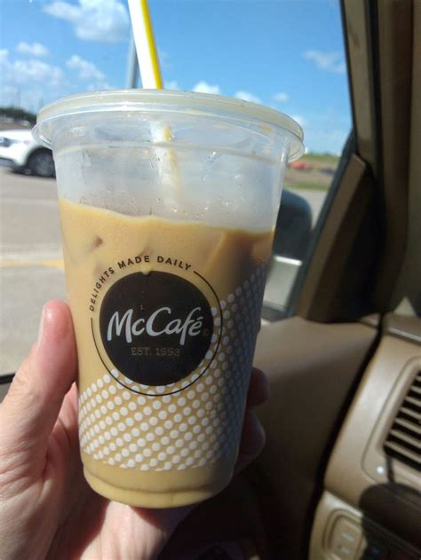 McDonald's iced coffee, no liquid sugar, cream, one ...