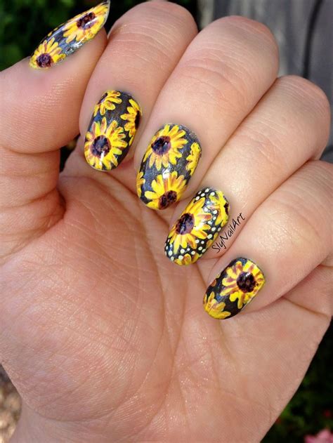 Sunflower Nail Art Slynailart Nails In 2019 Sunflower Nail Art