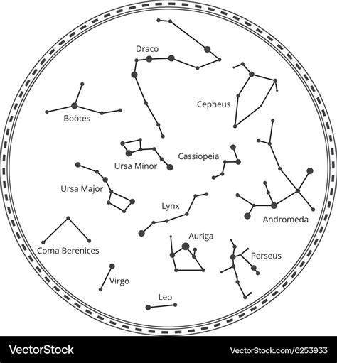 Sky Map With Constellations Royalty Free Vector Image