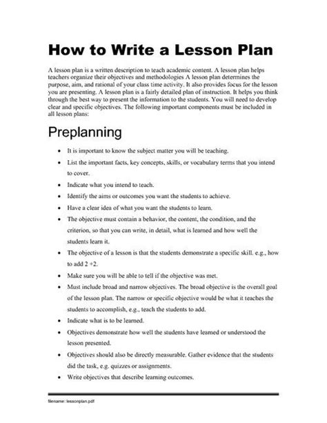 Writing Lesson Plans For Preschoolers How To Write A Lesson Plan