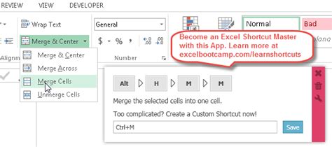 Best shortcut for merge and center (ctrl+j) as i said, there is no specific shortcut for merge and center but you can create one using macros details: Excel Merge and Center Shortcut - Become a Shortcut Expert