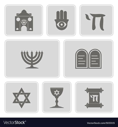 Monochrome Icons With Jewish Symbols Royalty Free Vector