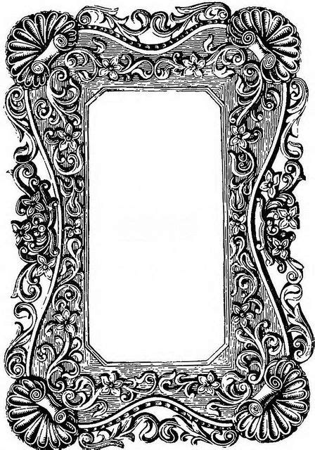 An Ornate Frame With Swirly Scrolls And Flowers On The Edges Vintage