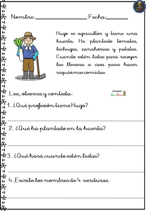 Fichas para imprimir con ejercicios para primaria. Colección de fichas comprensión lectora | Comprensión lectora, Lectura de comprensión