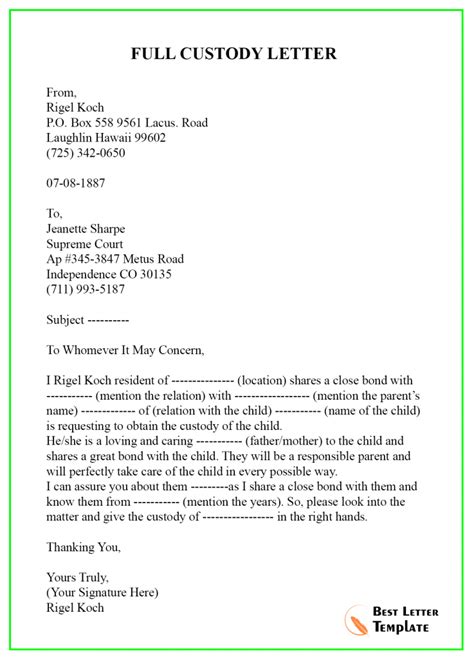 Letter to judge for leniency sample 2 respected judge (jacob frank) my name is brittany frank and i am the mother of jacob frank. Sample Character Reference Letter for Court Child Custody ...