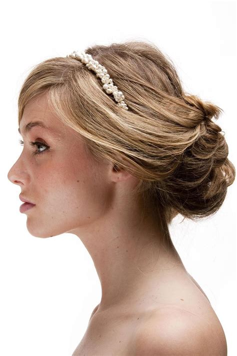 Woman Face Side View Headband Hairstyles Updo With Headband Wedding