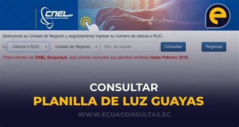 Consultar Planilla De Luz CNEL EP Guayas