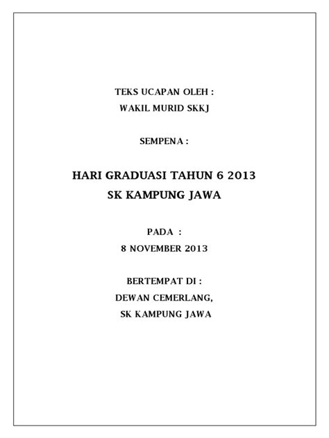 Teks majlis kuarter master teks ucapan majlis kuarter master. Teks Ucapan Wakil Murid - Graduasi Tahun 6