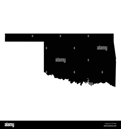 Oklahoma Ok State Maps Black Silhouette Solid Map Isolated On A White