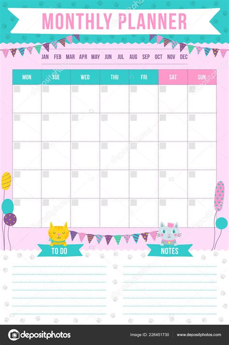Cute Printable Monthly Planner Template Printable Templates