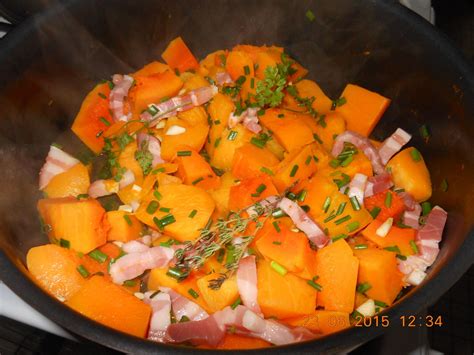 Potiron aux lardons Recette de Potiron aux lardons